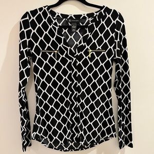 I.N.C top, navy blue and white, size small